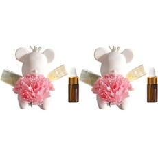 Rabida新康乃馨熊石膏裝飾品 粉色*2入+石膏芳香劑補充油 3ml*2入, 乾淨的棉花