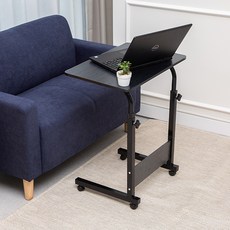 높이조절 책상-추천-코멧 심플 이동식 사이드테이블, 블랙