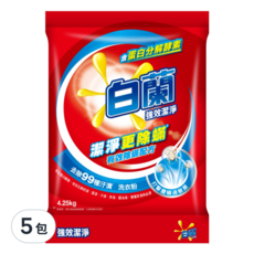 白蘭 強效除蹣過敏洗衣粉, 4.25kg, 5包