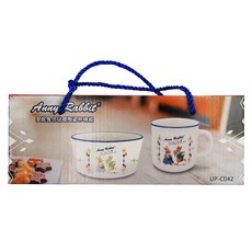 Anny Rabbit 安妮兔 仿琺瑯陶瓷杯碗組, 杯子400ml 碗700ml, UP-C042, 杯子 + 碗, 1盒