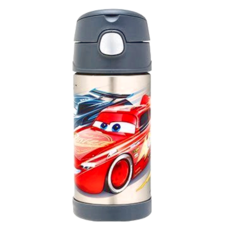 THERMOS 膳魔師 不鏽鋼真空保冷瓶 Cars3 競賽篇 F4018CR6, 採用304優質不鏽鋼, 可裝入冰塊, 附贈可拆卸吸嘴吸管, 閃電麥坤, 360ml, 1個
