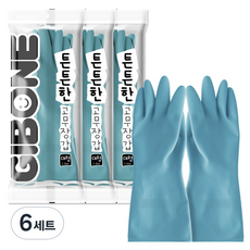 기본에 튼튼한 고무장갑, 토파즈 블루, 대(L), 6세트