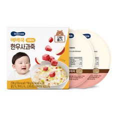 베베쿡 중기 한우사과죽 실온이유식 2p, 혼합맛(한우/사과), 220g, 1개