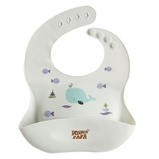 PaPa 幼兒用矽膠防水副食品圍兜, 1個, 1個, 象牙鯨魚