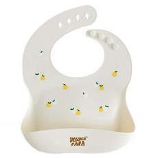 PaPa 幼兒用矽膠防水副食品圍兜, 1個, 1個, 象牙橙