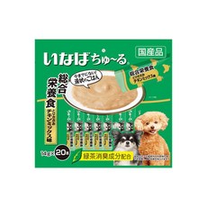 INABA Churu 汪啾嚕 綜合營養食 狗用肉泥 雞肉混合味 20本 綠茶消臭成分配合, 鷄肉味, 280g, 1袋