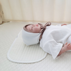 아이레빗 유아 순면 줄누빔 양면 땀패드 아기 배게 고정끈 없음, 아이보리, 1개