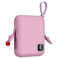 HONG JIN 宏晉 MINI SP 自帶線行動電源 10000mah 83 x 65 x 26mm 190g, 乾燥玫瑰
