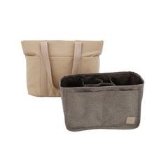베메르 미뉴 숄더 기저귀가방 + 이너백 세트, 프렌치 베이지, 애쉬 브라운
