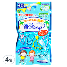 KINCHO 金鳥 台灣公司貨 造型防蚊環30個入 果香, 藍色, 4包