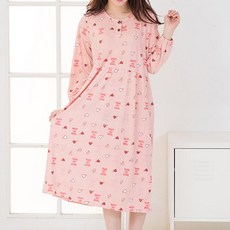 도씨 여성용 피치기모 투버튼 원피스 하트하트