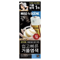 미쟝센 쉽고 빠른 거품 염색 새치전용, 2N흑색, 1개