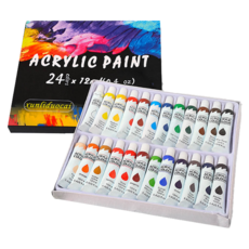 AHOYE 可水洗顏料, 24色 (12ml) 壓克力顏料 廣告顏料, 430g