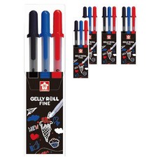 GELLY ROLL 櫻花細三件組 0.6mm, 5組, 黑色、藍色、紅色
