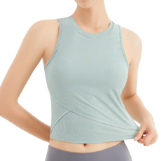 bebehome 涼感無袖瑜珈運動背心 - 淺奶綠, 女性適用, 88% 錦綸, 12% 氨綸, 1件