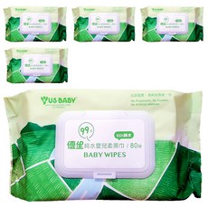 US baby 優生 純水嬰兒柔濕巾, 99% EDI純水, 80抽, 80張, 5包
