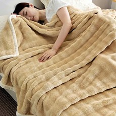 泡泡兔毛絨保暖空調毛毯, 淡咖啡色, 150cmx200cm, 100%聚酯纖維 (兔毛絨面料), 雙人(150 x 200cm), 淺咖啡