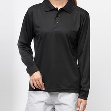 CARET 男女適穿涼感長袖polo衫, 2XL, 黑色