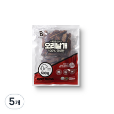 빈즈라이크 오리날개 강아지 간식, 오리날개맛, 500g, 5개 - 오리날개