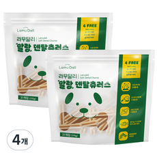 라무달리 강아지 덴탈츄러스 31개입, 연어 + 생선살 혼합맛, 310g, 4개 - 가수분해껌