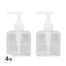 뉴앤룩 사각 디스펜서 주방세제 리필용기 일반형 250ml, 투명, 4개