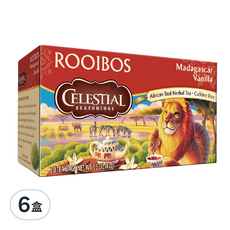 CELESTIAL SEASONINGS 詩尚草本 香草馬達加斯加南非國寶茶, 無咖啡因, 20茶包, 2.1g, 20包, 6盒