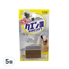 KOKUBO 小久保工業所 檸檬酸鑽石除水垢海綿, 適用於玻璃鏡面/不鏽鋼/水龍頭, 背部可貼附設計, 5個, 2.5 x 4 x 2.8cm