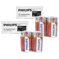 PHILIPS 飛利浦 1號碳鋅電池, 24顆, 2組