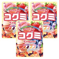 UHA 味覺糖 Kogumi酷Q彌軟糖 (乳酸飲料味), Q彈有嚼勁, 酸酸甜甜, 草莓/藍莓/原味/桃子 四種風味一次享有, 55g, 3包