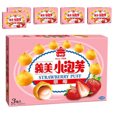 義美 小泡芙 草莓 3包, 171g, 6盒