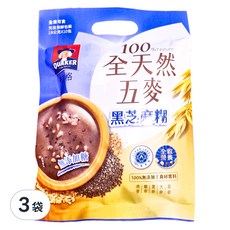 QUAKER 桂格 全天然五麥 黑芝麻糊 無添加糖, 190g, 3袋