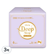 리버티 딥슬립 입는 오버나이트 중형, 팬티형, 6개입, 3팩