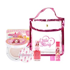 리틀블링 아동용 별의 여신 핑크 파우치 세트 A, 데일리선팩트 + 반지네일(오로라핑크) + 립밤(핑크) + 핑크파우치, 1세트