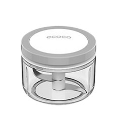 ecoco 意可可 可收納大拉環食物調理器, 420不鏽鋼刀, ABS高透外殼, 經典灰-小號, S(85 x 70mm), 1個