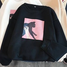 블랙캣 큐트 검은고양이 임산부 루즈핏 맨투맨