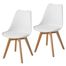 코멧 홈 인테리어 가죽 쿠션 원목 디자인 에펠체어, 화이트, 2개 화이트, 2개