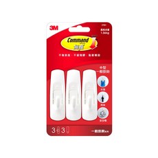 3M Command 無痕 掛鉤GT包 27001 中, 白色, 1組