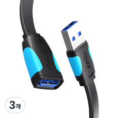 벤션 칼국수형 USB 3.0 고속 연장케이블 블랙, 3개, 1.5m