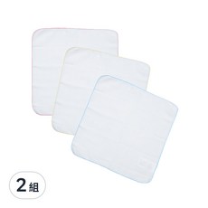PiYOPiYO 黃色小鴨 小鴨純白紗布手帕, 純棉紗布 柔軟細緻 吸水性佳 3入/包, 30 x 30cm, 白色, 2組