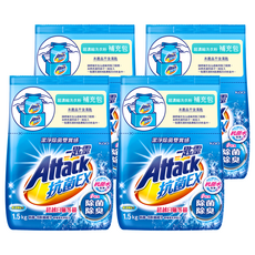 Attack 一匙靈 台灣公司貨 抗菌EX超濃縮洗衣粉 補充包, 1.5kg, 4包