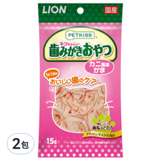 LION 獅王 PETKISS 潔牙護理貓零食, 蟹肉絲, 15g, 日本產, 2包