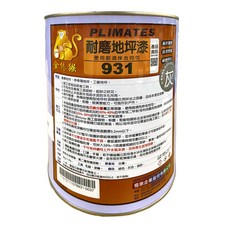 PLIMATES 金絲猴 耐磨地坪漆 P-931, 防水耐熱, 灰色 一加侖, 3kg, 1桶