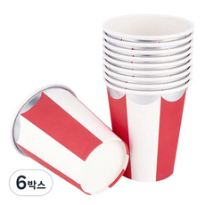 스트라이프 파티컵 레드 240ml, 6개