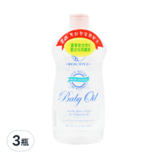 柔蝶 蘆薈E嬰兒潤膚油 溫和清爽不黏膩 深層保濕, 600ml, 3瓶