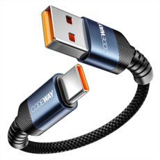 코드웨이 USB A-C타입 고속충전 데이터 숏 케이블, 15cm, 블루, 1개