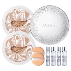 AGE20'S 閃光盒 + 補充裝 12.5g x 2p + 安瓿 10ml x 4p, 白色米色(21號), 1組, 粉餅盒+替換芯 2入+粉撲 2入+安瓶精華液 10ml 4入