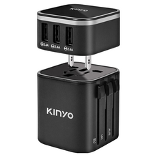 Kinyo 多合一萬國轉接頭 MPP-2345-1, 黑色, 1個