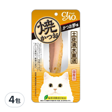 INABA CIAO 啾嚕 鰹魚燒魚柳條, 日本國產品 綠茶消臭成分配合 土佐清水港直送 無添加, 柴魚片, 30g, 4包