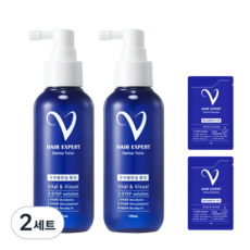 브이헤어엑스퍼트 더마 탈모완화 두피토닉 120ml x 2p + 샴푸 볼륨 플러스 8g x 2p 세트, 2세트