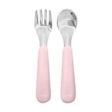 OXO tot 外出餐具叉匙組，附收納盒, 叉子 + 湯匙, 煙灰粉, 1組